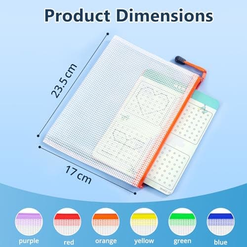 SUNEE Plastic Wallets A5, 12 Pack Mesh Zip Lock Document Wallets & File Bags, Waterproof Plastic Folders A5 for School, Office, Home and Travel Storage - 6 Colours — view 2
