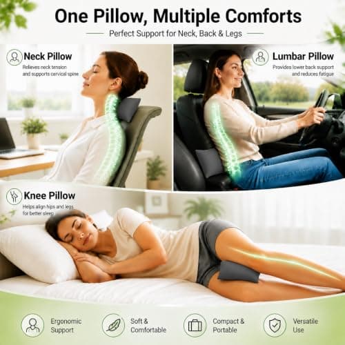 Black Mini Pillow Small Rectangle Cushion for Neck and Lumbar Support — view 4