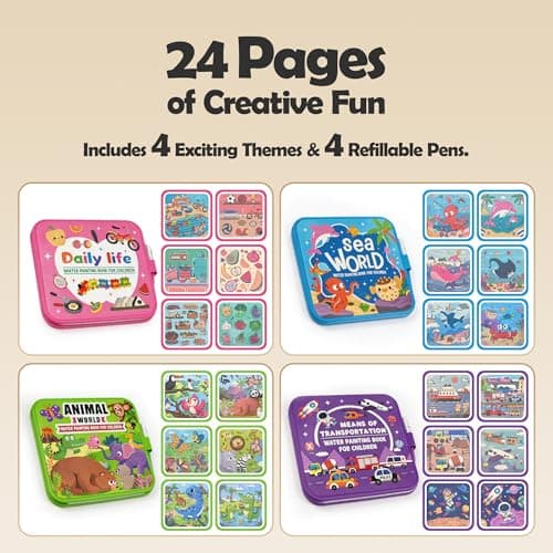 cabaro 4 Pack Mess Free Water Colouring Books for Toddler Age 3+, EVA — view 2