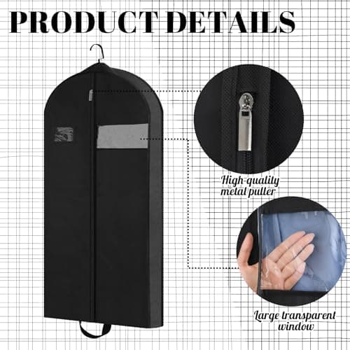 GSrenyu 60" Dress Bags Covers Long Garment Bags for Storage and Travel — view 3