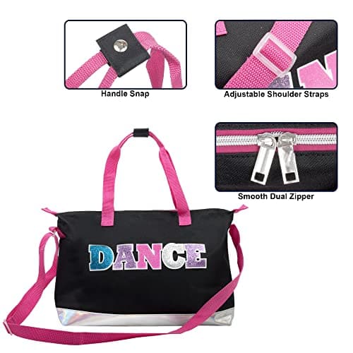 MADISON & DAKOTA Over the Shoulder Garment Dance Bags for Girls, Teen Dancers, Costumes, Boys | Holographic Glitter Dance Workout Bag for Kids, Competitions (Dance 2) — view 2