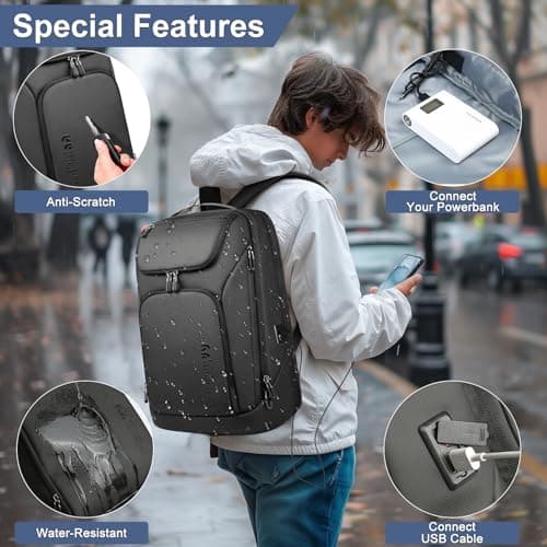 HEROIC KNIGHT Laptop Backpack for Men,Travel Rucksack 17.3 Inch-Black — view 4