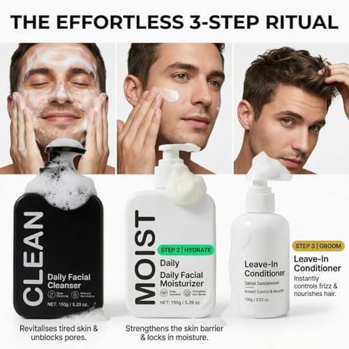 3PCS Skin Care Set for Men,Mens Gift Set,Hydrating Face Cream — view 3