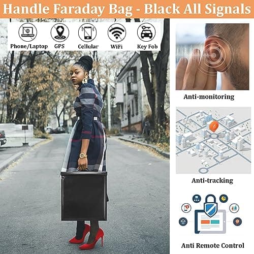 Extra Large Faraday Bag with Handle, 13'' X 10'' Faraday Cage for Laptops & Tablet, Waterproof & Fireproof Faraday Key Fob Protector, Anti-Theft Faraday Bag for Phones, RFID Signal Jammer Blocker — view 4
