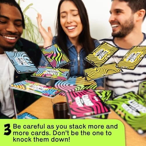 Big Potato Cards vs Gravity – The Gravity-Defying, Card-Balancing Game | Fun Travel Game for Kids, Teens & Adults | Party Game for 2+ Players | Includes Travel Bag and Can Adaptor — view 5