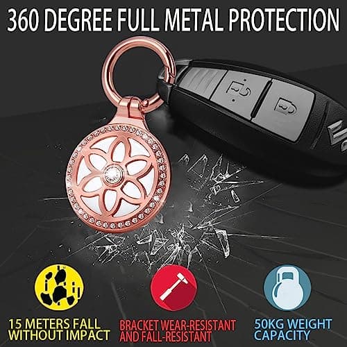 GKKBUFF Airtag Holder,AirTag Sleeve,Airtag Keychain Case,Apple AirTag Tracker,AirTag Key Ring,AirTag Protective Case,Airtag Keychain,Metal Jewelry Badge AirTag Case for Kids Boys Women (1*Rose) — view 5