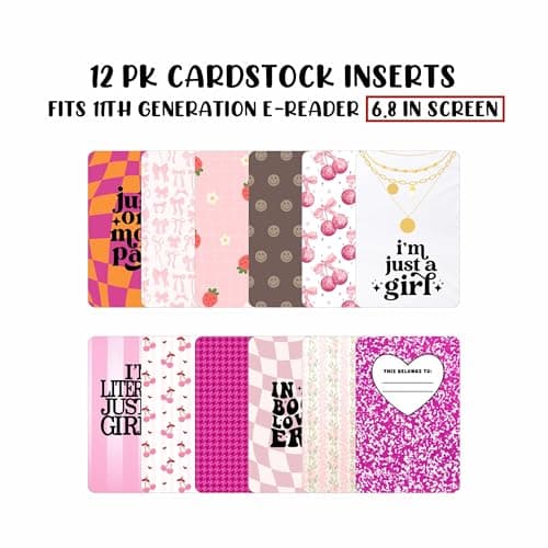 E-Reader Cardstock Paper Inserts for Clear Case | 12 pk 4.88 x 6.73” inches Paper White 11th Generation 6.8" Screen Compatible Put Behind Case Colorful Floral Designs Change Out (Design Mix 12) — view 3