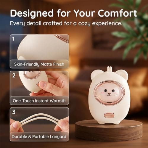 2 Pack Hand Warmers Rechargeable, 2 Heat Levels Cute Bear Design — view 3