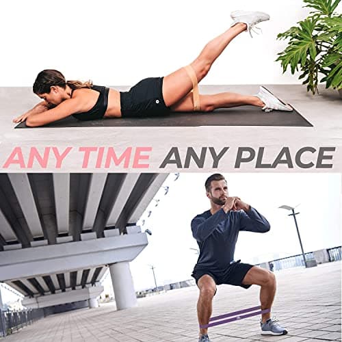 Coresteady Resistance Bands Set of 5 - Mini Fitness & Loop Exercise Band for Men & Women - Yoga, Body & Gym Sport Resistance Loop Bands for Strength, Muscle & Tone - With E-Guide & Travel Bag — view 5