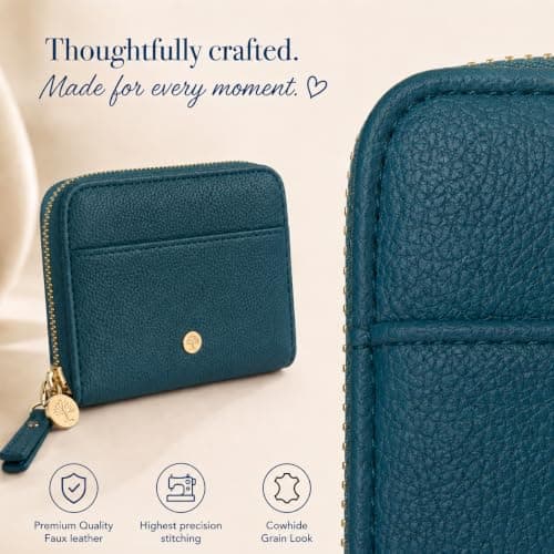 Small Purses for Women Faux Leather RFID Multi-Slot Card Wallet (Teal) — view 5
