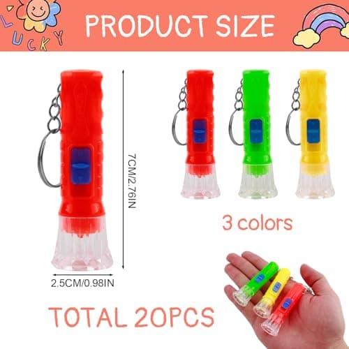 QTMMC 20 Pcs Mini Torches Keyring Torch Led Small Flashlight Pocket Keychain Colourful Bright Torches for Boys Girls Party Bags Reading Camping Hiking Outdoors Prizestiny Gift, Random Colors — view 2