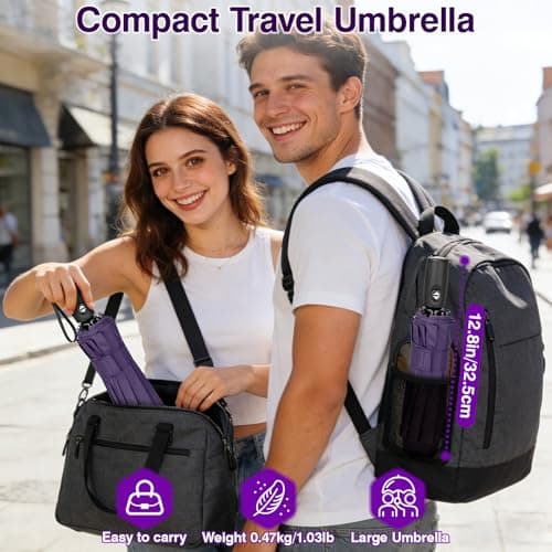 ZOMAKE Compact Umbrella Windproof,Travel Small Umbrella (46in-Purple) — view 3