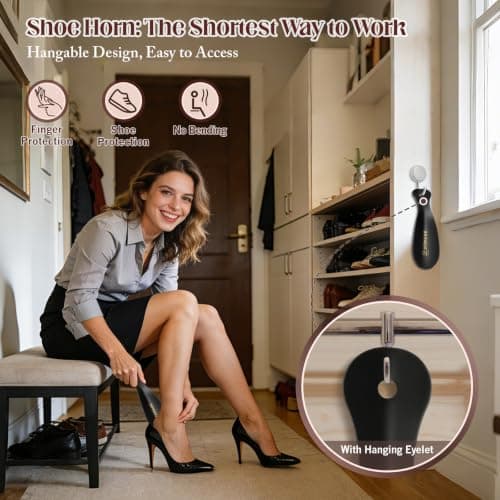 ZOMAKE Metal Shoe Horn, Small Shoehorn for Men Women Kids (1pc 19cm) — view 2