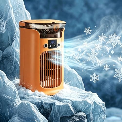 Portable Air Cooler Fan with Dual Mist, 3-Speed Cooling, USB Powered Mini Air Cooler with 7-Color LED Lights, 880ml Water Tank with LED Display, for Bedroom, Office, Travel, Quiet & Compact (Yellow)