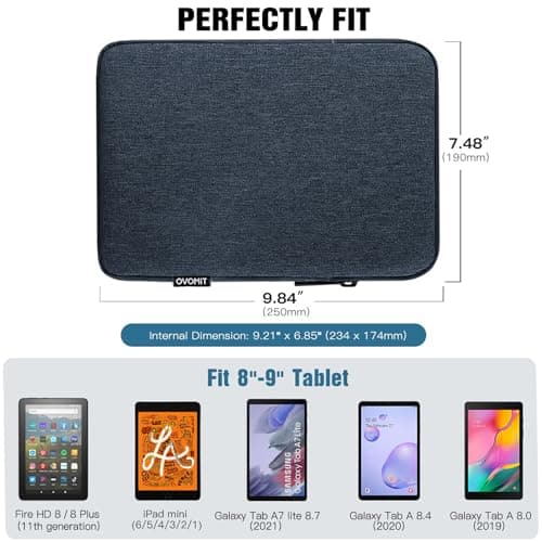 TiMOVO 8-9 Inch Tablet Sleeve with Pockets, Space Gray — view 2