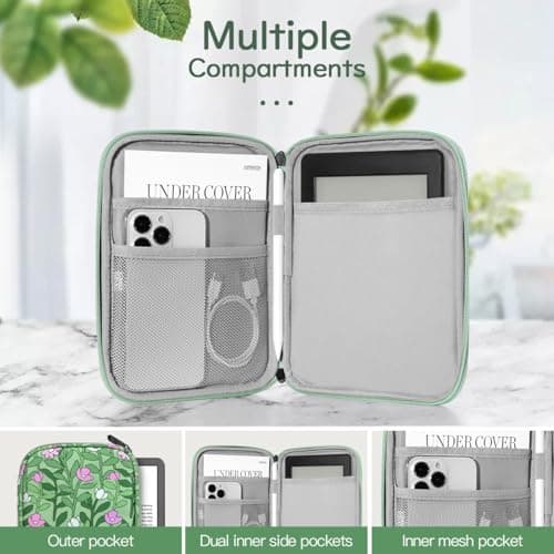 Vinabilia 6-7 Inch Sleeve Case for Kindle and eReader, Cyan+Flower — view 3