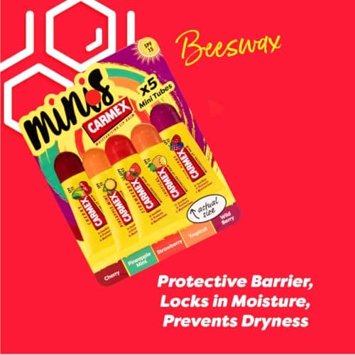 Carmex Mini Scented Lip Balm Tubes – Pack of 5 | In Cherry, Strawberry, Pineapple Mint, Wild Berry & Tropical Flavours | SPF 15 Sun Protection | Long-Lasting Hydration for Smooth, Supple Lips — view 2