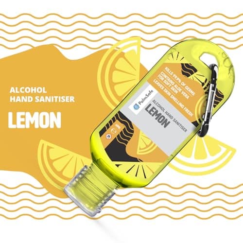 Palm Safe Lemon 3 Pack 60ml Anti Bacterial Premium Hand Sanitiser Travel Size Refillable Clip Bottle Quick Drying Non Sticky Extra Moisturising Kills 99.9% of Viruses and Bacteria — view 3