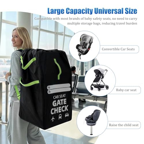 CBWERBB Car Seat Travel Bag for Airplane,Portable Premium Car Seat Cover with Shoulder Strap,Large Gate Check Bag Tear and Water Resistant Fits All Baby Infant Carriers & Booster & Convertible — view 5