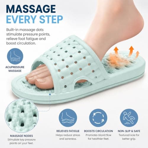 MUQGAOP Quick Drying Shower Slippers non-slip Bathroom Slippers Drain Holes Shower Shoes for Women and Men Dorm pool gym Sky Blue EU 40/41 — view 5