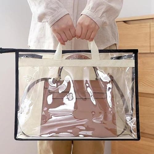 alloneslife Efficient Hanging Shoe Storage Box Breathable Bag Purse Holder for Sneakers Boot and Footwear Protections Clear Handbag Cover — view 4