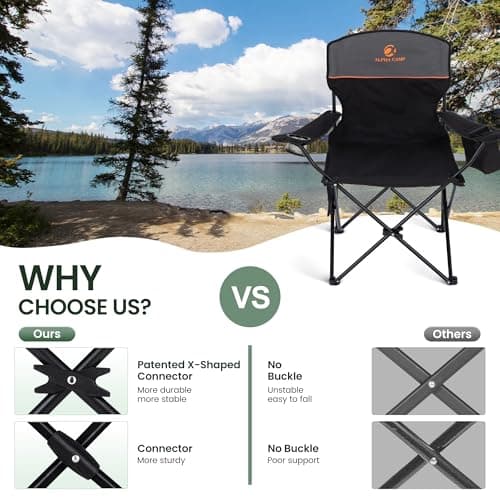 ALPHA CAMP Set of 2 Folding Camping Chairs Lightweight Picnic Chair — view 4