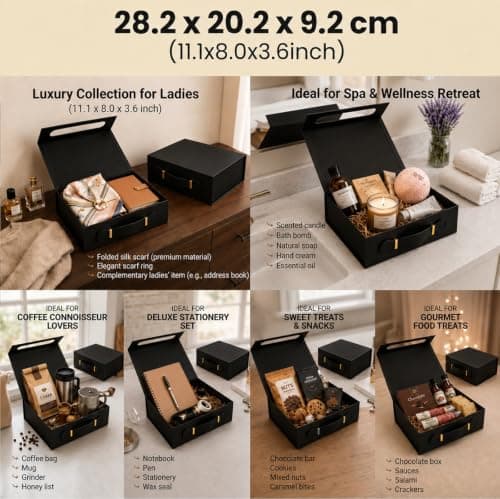 Emartbuy Black Folding Magnetic Gift Box 28.2 x 20.2 x 9.2 cm — view 6