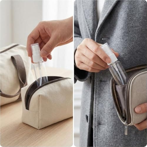 Lubentra 10 Pack Travel Bottles for Toiletries, 20ml Spray Bottles, Small Transparent Refillable Perfume Atomiser Empty Containers with Flip Caps for Body Spray, Toners, Rose Water, Cosmetics — view 6