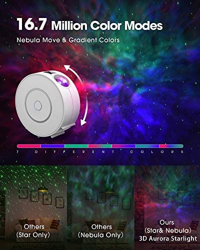 SUPPOU LED WiFi Galaxy Projector, Smart Night Light Kids Adults 3D Star Projector Light with RGB Adjustment/Voice Control/WiFi/Timer Compatible Alexa Google Assistant for Room Decor — view 3
