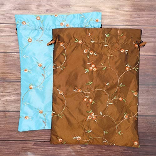 Ouyatoyu 4pcs Embroidered Silk Flower Design Jacquard Travel Bag, Laundry Bags Shoe Bags, Lingerie Bags Underwear Bags for Travel Storage for Men Women Washable Cloth Shoe Bags, color 1 — view 5