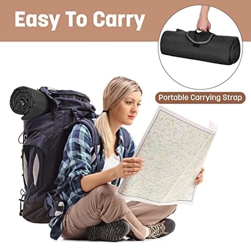 Kato Tirrinia Warm Waterproof Outdoor Blanket with Sherpa, Windproof Camping Travel Blankets, Foldable Picnic Blanket for Stadium, Grass, Car, Hiking, Road Trip, 130 x 150 cm - Black — view 2