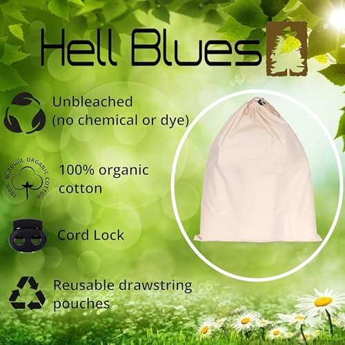 4-Pack Breathable Large 100% Organic Cotton Drawstring Bags For Travel Shoe, Purses Dust Cover Storage Bags - Assorted (M,L,Xl,XXL) — view 2