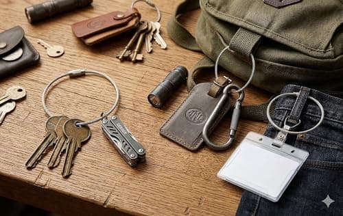 AKORD 10-Piece Stainless Steel Wire Keychain Cable Keyring with Twist Barrel Connector - Durable Metal Luggage Tag Loops, 15cm Length, Silver — view 3