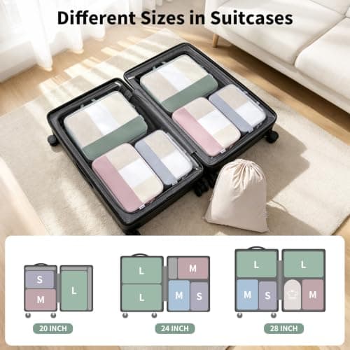 Narwey 7 Set Compression Packing Cubes for Suitcases, Travel Organiser Bags — view 6