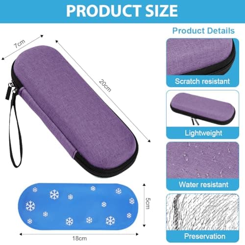Fefod Insulin Cooler Travel Case, Medicine Cooler for Travel Insulin Case with 2 Ice Pack, Diabetic Supplies Insulin Pen Case, Diabetic Small Storage Travel Pack, Portable Insulin Travel Case — view 2