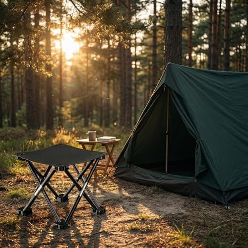 HOUSLUX Folding Stool Foldable Stool Collapsible Stool Camping Stool, Folding Stool with Stable Feet and Carry Bag, 33 * 33 * 33cm, for Picnics Fishing Watching Games (Black) — view 2