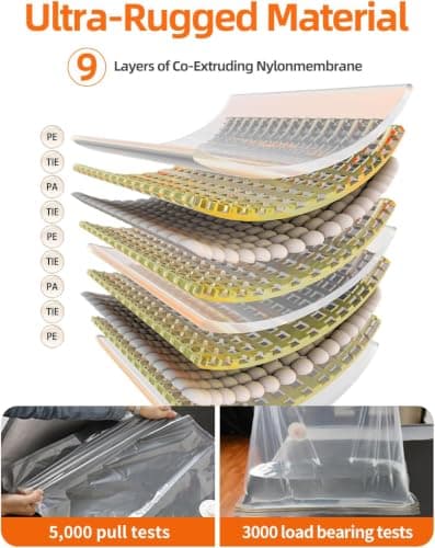 Vacuum Storage Bags 12 Pack with Mini Sealer Space Saver Compression Bags for Clothes, Duvets, Bedding & Travel Airtight Waterproof Vacuum Seal Bags (3 Jumbo, 3 Large, 3 Medium, 3 Small) — view 5