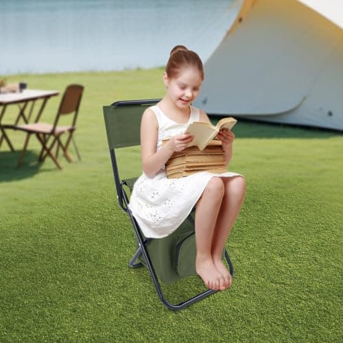 whsiodj Fishing Chair with Insulated Bag | Folding Chair Foldable Camping Chairs 220.46 lbs Capacity Portable for Outdoor Use Camping Hiking Hunting Climbing (Army Green) — view 5