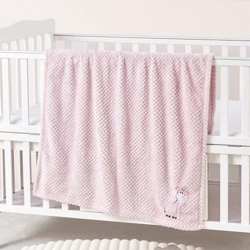 CREVENT 75cmX100cm Cute Cozy Fluffy Warm Baby Blanket for Girls Infants Toddlers' Bedding Crib Cot Stroller, Baby Shower Birthday Newborn's Gift Pink- Baby Giraffe — view 2