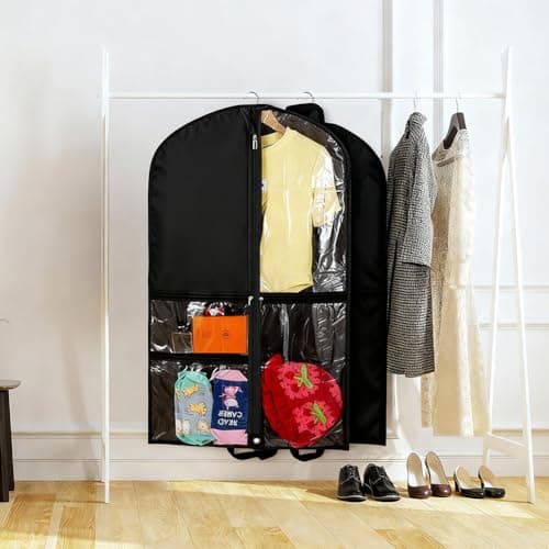 Dance Garment Bag for Kids, Foldable Costume Storage with Zipper, Waterproof Clothes Covers, Clothes Protector for Dresses & Suits, Travel Hanging Duffle (Black) — view 2