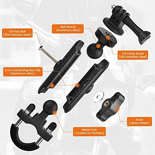 CAMOLO Motorcycle Action Camera Mount Holder, Handlebar Mount Clip for Bike/Bicycle/Motorcycle/Motor,Compatible with GoPro Hero 6/7/8/9&Other Action Camera — view 2
