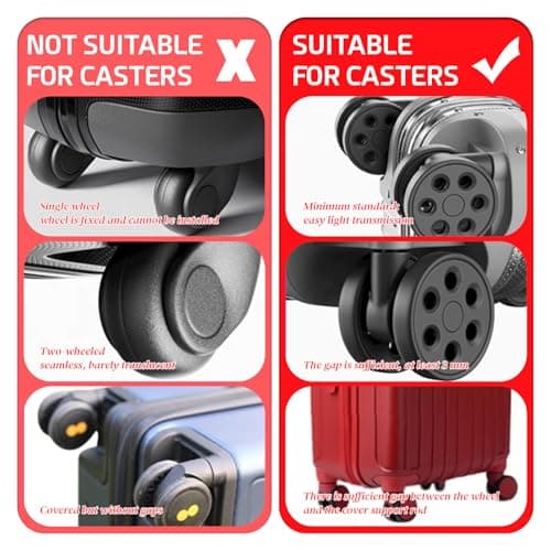 YMWALK 8 Pack Silicone Luggage Wheel Covers, Durable Anti-Scratch Travel Suitcase Wheel Protectors, Portable 2 Inch Luggage Spinner Wheel Covers Mute for Most Caster Wheels (Red) — view 6