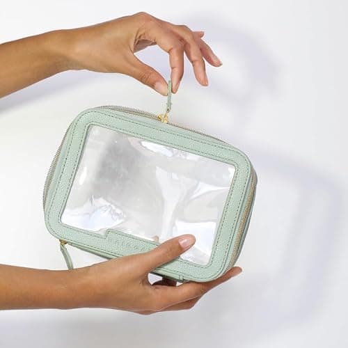 Hair Gain Cosmetics Bag | Travel Makeup and Toiletry Organizer | Large, Transparent, Portable, Waterproof | Vanity Case for Women and Girls - Mint Green — view 4