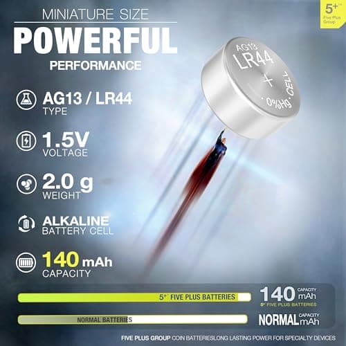 LR44 AG13 A76 357 SR44 L1154 1.5V Alkaline Button Cell Batteries (10 Pack) – High Capacity Coin Batteries for Watches, Key Fobs, Toys & Small Electronics — view 2