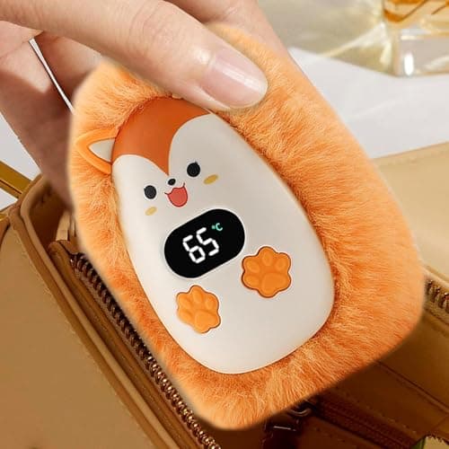 Rechargeable Hand Warmer - Portable Electric Cartoon Pocket Hand Heater With Digital Display | Electric USB Plush Animal Palm Warmer For Home Outdoor Camping Walking Kids Adults Friends — view 3