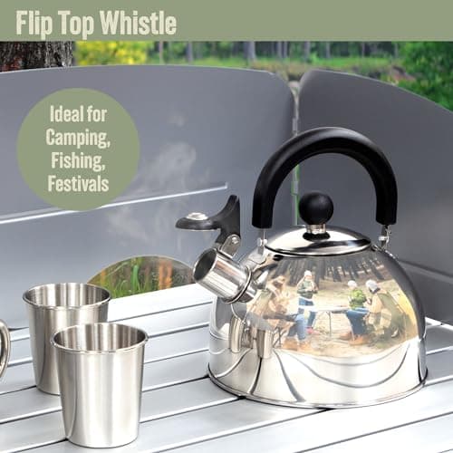 Milestone Camping 2L Whistling Camping Kettle/Durable and Lightweight/Pouring Spout and Heat-Resistant Handle/Stainless Steel/Ideal for Camping, Fishing, Workshops and Garages 65580 — view 4