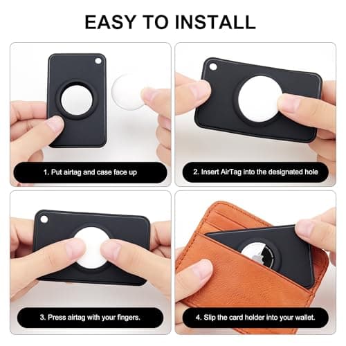 Airtag Wallet Holder 2 Pack - Ultra Thin & Flexible Air tag Card Case for Passport, Handbag,Backpack Wallet, Clutch, Pocket (Black, Airtag Not Included) — view 6