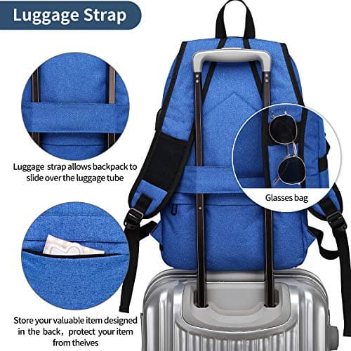 WENIG Anti-Theft Laptop Backpack,15.6Inch Business Travel Backpack Bag with Lock with USB Charging, Water Resistant College School Computer Rucksack Work Backpack Gift for Mens Womens Blue — view 6