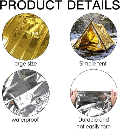 VEYLIN 3Pcs Emergency Foil Blanket Mylar Thermal 160x210 cm — view 2