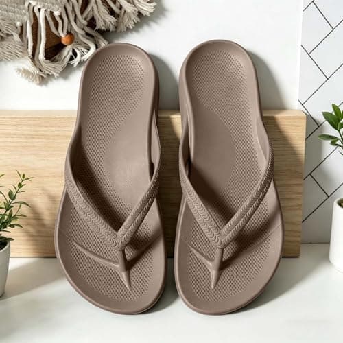 Unisex Flip Flops with Comfort Arch Support Yoga Mat Cushion Wide Fit Open Toe Anti-Slip Thong Sandals Lightweight Platform Slides for Beach Holiday Slip On Indoor Outdoor for Summer Wear — view 5
